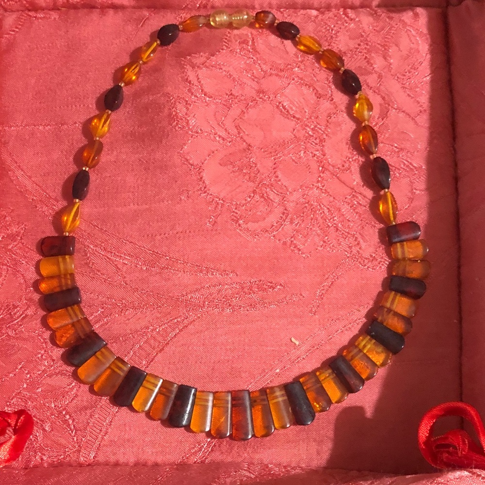 Amber Bead Necklace - Warm Honey Tones